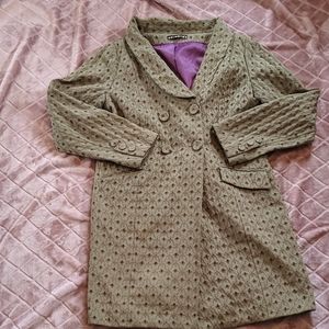 Dalia Green and Bronze Long Pea Coat